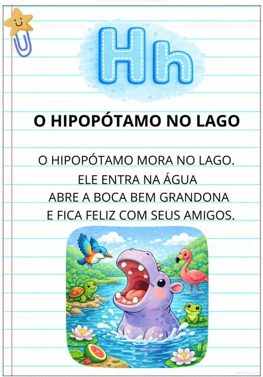 Página H - O Hipopótamo no Lago